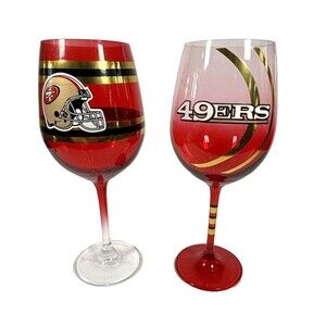 San Francisco 49ers Wine Glass Set (2) – Bradford Exchange NFL Collectible 2015